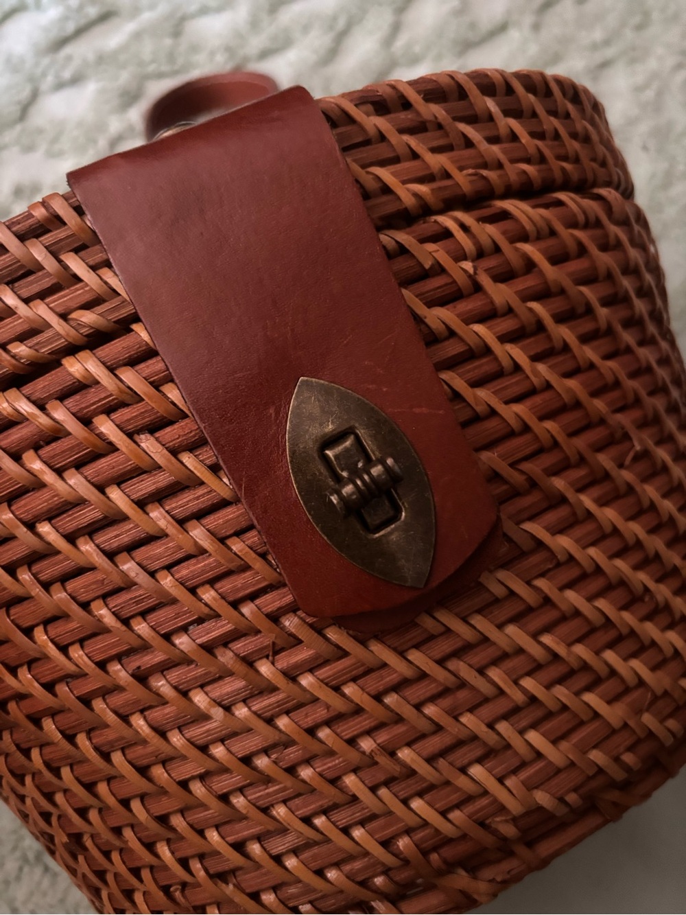 Patricia Nash Wicker/ Woven Bucket Bag with Brown Leather Trim | EUC - Picture 2 of 4